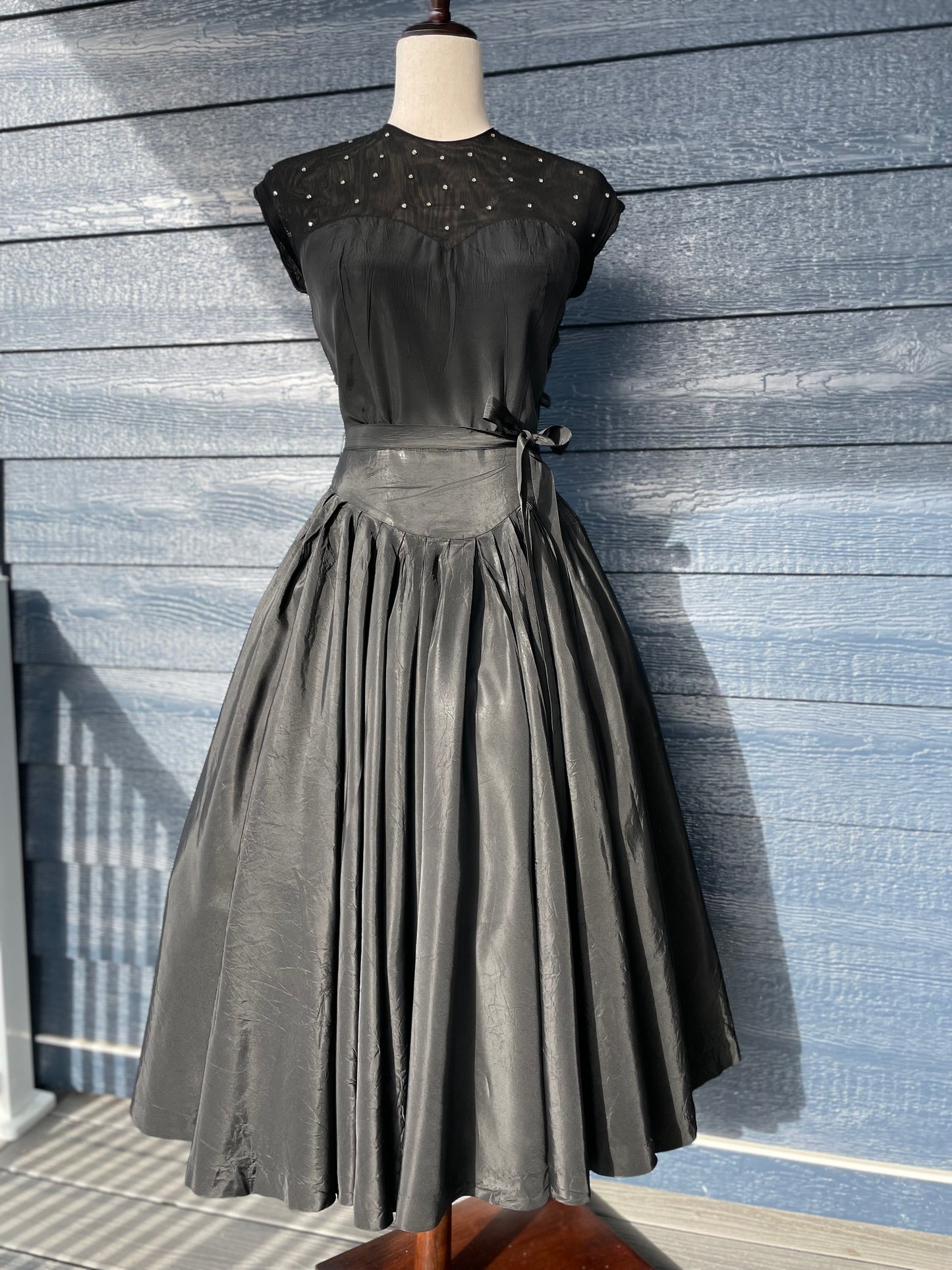 Unbelievable inky black 50s rhinestone circle dress