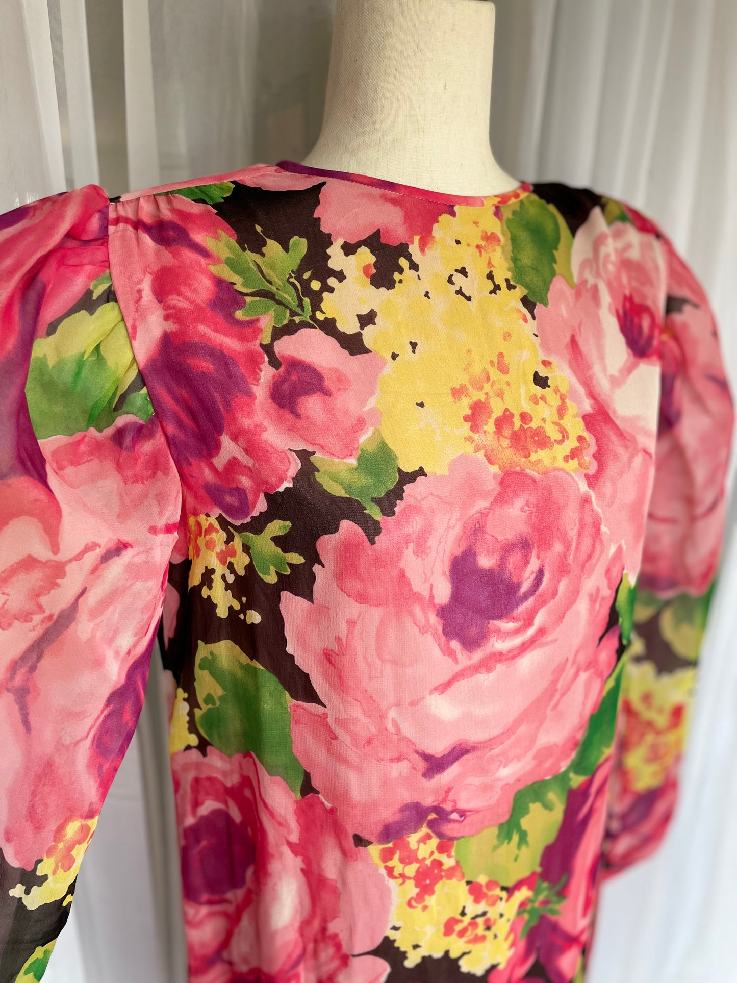 Vibrant pink floral silk dress