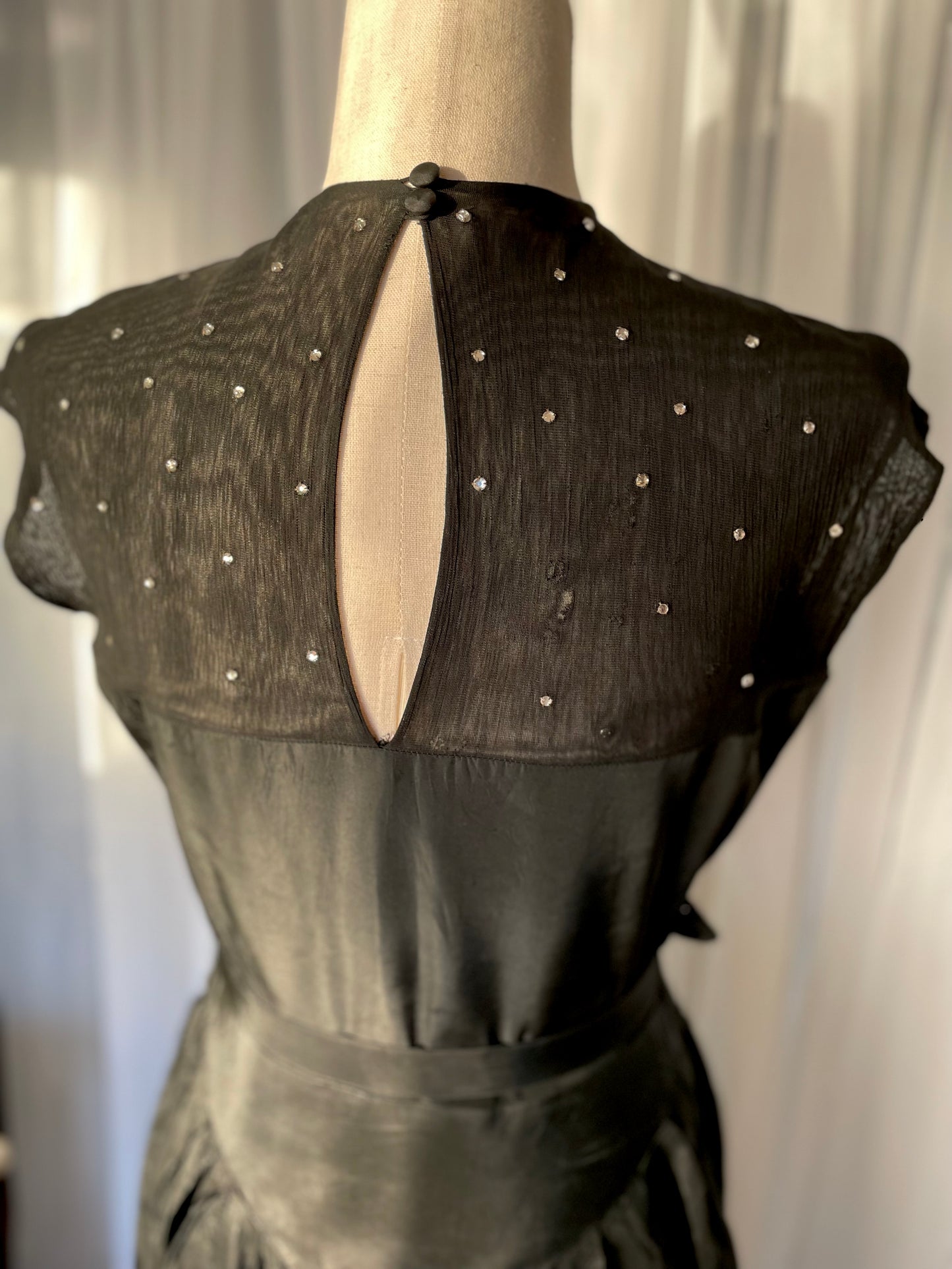 Unbelievable inky black 50s rhinestone circle dress