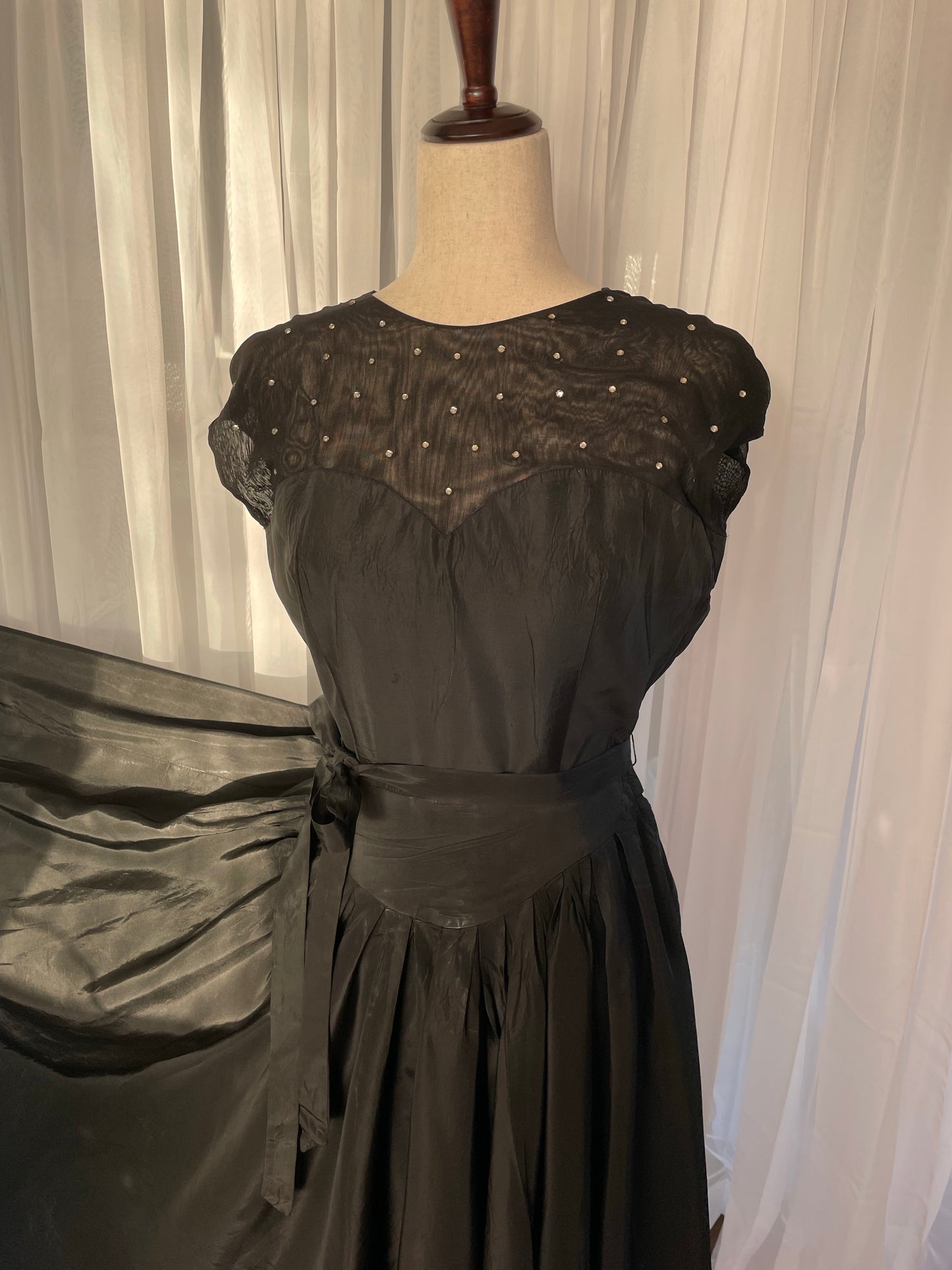 Unbelievable inky black 50s rhinestone circle dress